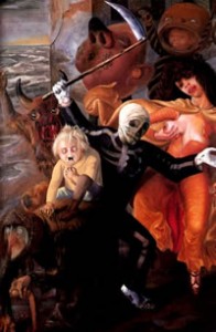 Otto Dix: I sette peccati capitali, 1833, tecnica mista su legno, 179 x 120 cm.